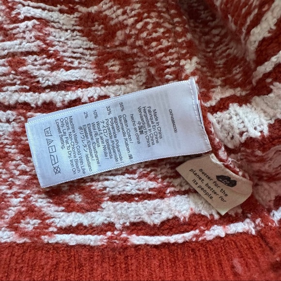 Madewell Althen Patterned Pullover Sweater Antique Cream Orange Large - Picture 8 of 9
